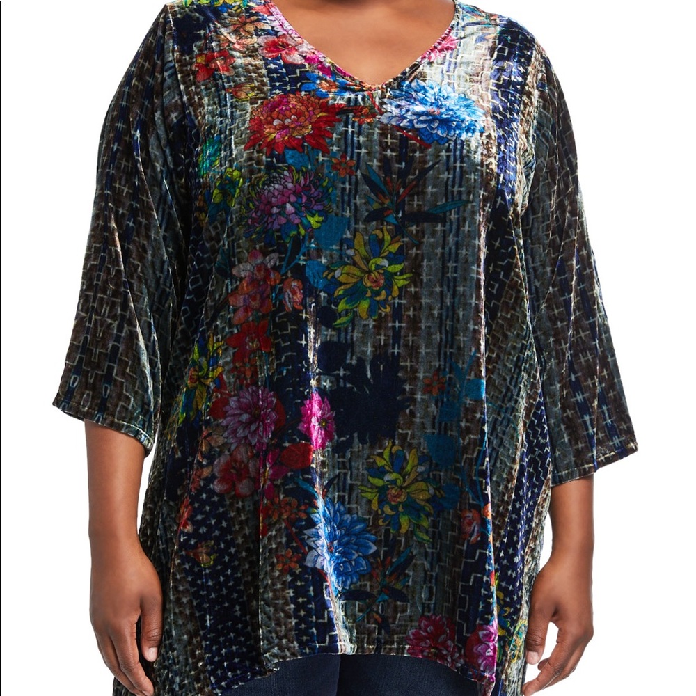 Johnny Was Tappa Floral Printed Velvet Tunic